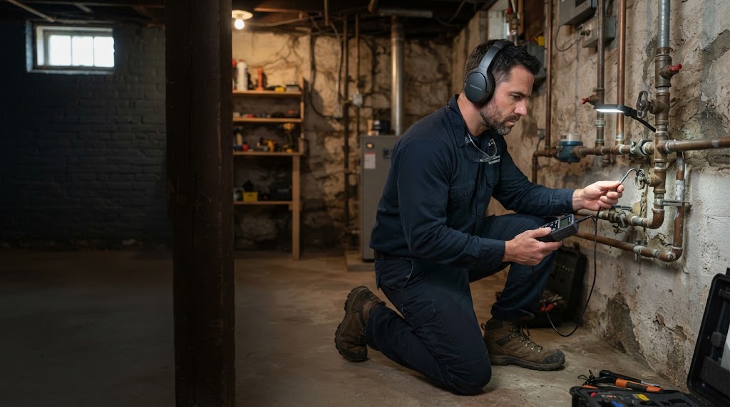 Checking a water meter for continuous flow indicating a hidden leak